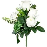 Gestecke Gesteck Rose, Ranunkel, Allium HOKUNA, Steckstab, Creme, 27cm, Ø20cm, artplants, Höhe 27.0 cm