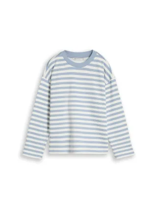 Denim Tom Tailor - Sweatshirt mit Streifenmuster mid blue white stripe - Gr. - S