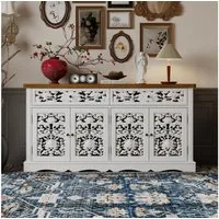 HOMSEE Sideboard Kommode Rokoko mit 2 Schubladen & 4 Türen verstellbar (1 St), Edler Rokoko-Stil mit viel Stauraum & verstellbaren Böden