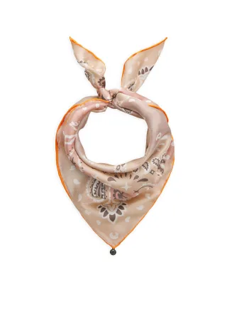 Luxuriöses Nicki Tuch aus reiner Seide mit Muster orange - Gr. - ONE SIZE