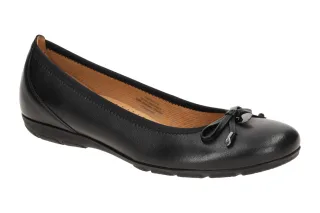 Gabor Damen Ballerinas 04.164 Schwarz Glattleder Slipper 2cm Keilabsatz