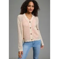 KangaROOS Ajourstrickjacke casual Stil, Langarm, bequeme Passform, Ajourstrick