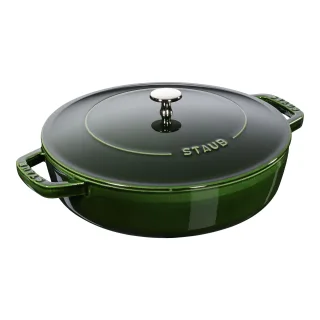 Staub Braisers Bräter mit Chistera Drop-Structure 24 cm, rund, Basilikum-Grün, Gusseisen