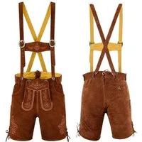 German Wear Trachtenlederhose GW720 kurze trachtenhose Toni Trachten Lederhose mit Hosenträgern