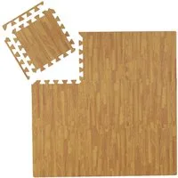 relaxdays Bodenschutzmatte 18 x Bodenschutzmatte Holzoptik natur