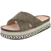 Ital-Design Damen Plateau-Pantolette mit Kreuzbanddesign Plateausandaletten (91895572) Flach Pantoletten in Grün