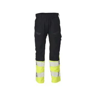 MASCOT Herren Hose mit Knietaschen ACCELERATE MULTISAFE Schwarzblau / Hi-vis Gelb 54 - 21479-281-01017-90C54