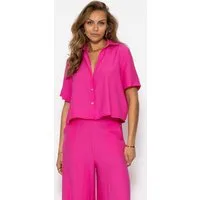 SASSYCLASSY Langarmbluse Bluse in Crincle Optik für Damen Sommerliche Bluse im Oversized-Fit mit klassischem Kragen