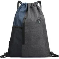 Blusmart Turnbeutel Kordelzug Sportbeutel mit Außenreißverschluss (Große Kapazität Bündel Kordel zug Tasche, Wasserdichten Rucksack), Für Outdoor, Wandern, Camping, Fitness usw.