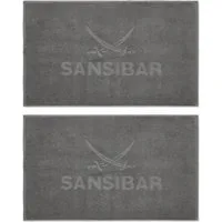 Sansibar Sylt Badematte 2er Set Sansibar Badvorleger, 50x80 cm, Hochtiefprägung, Rückseite hat keine rutschhemmende Beschichtung, hautfreundlich, pflegeleicht, fußbodenheizungsgeeignet, strapazierfähig, schwere Qualität, beste Saugfähigkeit, Baumwoll