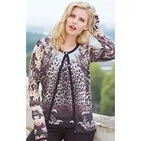 Passioni Cardigan Twinset im Dekor- und Leopardenmuster-Mix
