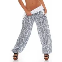malito more than fashion Haremshose malito Damen Pumphose mit Orient Print, leichte Stoffhose, Freizeith Aladinhose im Orient Print mit elastischem Bund Einheitsgröße