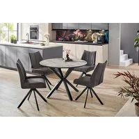 Jockenhöfer Gruppe Esstisch Ontario, rund, 110cm ø, Marmoroptik., Metalluntergestell