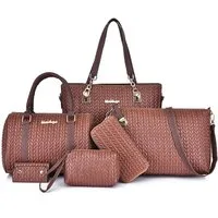 AURIVION Henkeltasche 6er Damen Taschen Set Schultertasche Geldbörse Geschenkset (Set, 6-tlg., 6-teiliges Set: Handtasche, Umhängetasche, Geldbörse & Zubehör), 6-teiliges Damen Taschen Set mit vielseitigem & elegantem Design