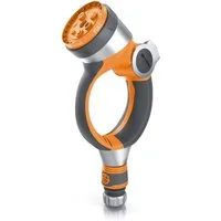 Brandson Multifunktionsbrause Gartenbrause 7 Sprühprofile, Garten Handbrause für Gartenschlauch, Gartenpistole 1-8 bar, Pistolengriff mit Halteclip, Gardena kompatibel