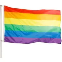 PHENO FLAGS Flagge Premium Regenbogen Flagge 90 x 150 cm Fahne Peace (Hissflagge für Fahnenmast), Inkl. 2 Messing Ösen