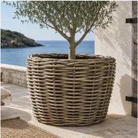 Van der Leeden Blumentopf 83x59cm Rattan Sylter Korb Drypot 130L (Stück, 1 St., Packung), Indoor & Outdoor, Rattan, 130 L, Naturprodukt, incl. Kunststoffeimer