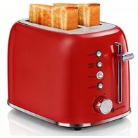 Aigostar Toaster Retro Edelstahl Toaster, 4 Funktionen, 6 Bräunungsstufen, 2 kurze Schlitze, für 2 Scheiben, 800 W, Extra Breite Toastschlitze, Liftfunktion