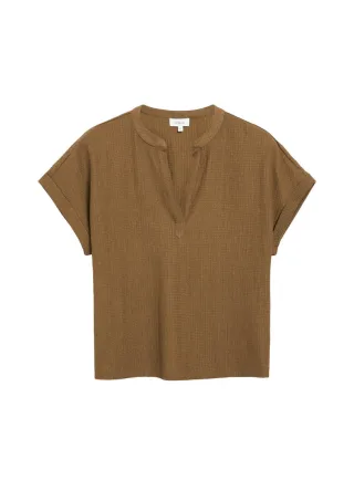s.Oliver Red Label - T-Shirt mit Schlitz-Ausschnitt braun - Gr. - 46