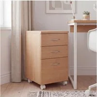 FINEBUY Rollcontainer Rollwagen Rollschrank Büro Container Schubladen Schrank FB37553, (Bürounterschrank mit Schubladen, Rollschrank), Bürocontainer 40x60x45 cm Buche mit Rollen