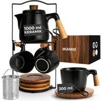 MiaMio Teeservice Teekannen-Set mit Gestell, schwarz, Keramik