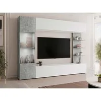 MIRJAN24 Wohnwand Lazando, (Komplett-Set, Hängeschrank, Vitrine, TV-Lowboard, Wandregal), Beleuchtung als Option