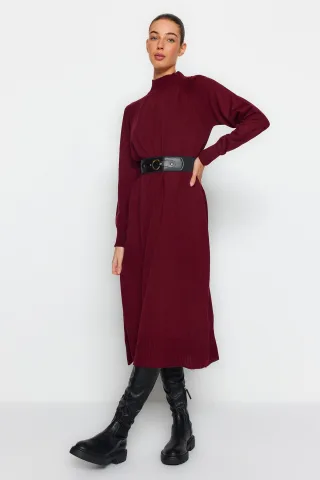 Lila Unifarbene lange lässige, normale Passform, modisches Kleid für Damen