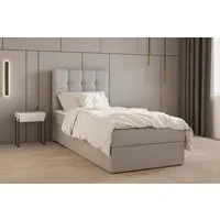 MOEBLO Boxbett Bett 05 (Polsterbett Kontinentalbett, Bonell, Topper, Einzelbett Jugendbett, Kinderbett 90x200, gepolstertes Kopfteil mit Bettkasten), gepolstertes Kopfteil mit Bettkasten