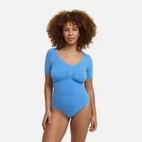 cfab Shaping-Body T-Shirt Bodysuit Sculpting Shapewear mit String-Silver Lake Blue-3XL (1-tlg)