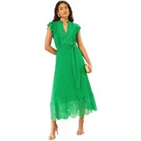 Love & Roses Midikleid Love & Roses Plissiertes Midikleid mit Spitze (1-tlg)