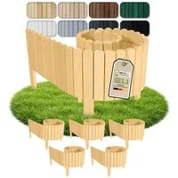 Floranica Palisade Beeteinfassung Beetumrandung Flexibler Holzzaun Rasenkante Steckzaun, LxH: 200x10 cm, 5 Stk., Natur, Rasenkante Dekozaun Umzäunung für Blumenbeete Teich Wege o Spielplatz