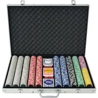 vidaXL Spiel Poker Set mit 1.000 Laserchips Aluminium