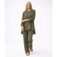 WENOR Hosenanzug Tunika Set aus Musselin 100 % Baumwolle Modest Fashion (Zweiteilig, 2-tlg., Tunika & Hose) Verlängertes Rückenteil, Zweiteiler mit Tunika und weiter Hose