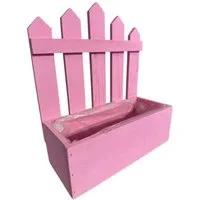 finehomegarden Blumenkasten Holz-Pflanzkasten Zaun-Optik pink – 23 × 10 cm – Höhe 27 cm (1 St), Mit Folie ausgelegt – Dekorativer Kräuter- & Blumenpflanzkasten