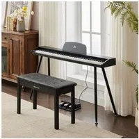 MUSTAR Digitalpiano mit 88 anschlagdynamischen Tasten, Klavierhocker und 3 Pedaleinheiten (mit Klavierbank), Portables E-Piano in voller Größe mit MIDI-USB und Ständer