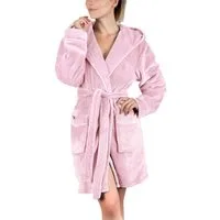 Gräfenstayn Damenbademantel Bademantel Damen flauschig Kapuze Kuschelfleece leicht kurz, warm & kuschelig, Knielang, Fronttaschen, Gürtel, S-XXL