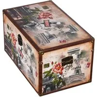 BIRENDY Dekoobjekt Truhe Kiste SJ08551 New York Paris Holztruhe mit Kunstleder bezogen