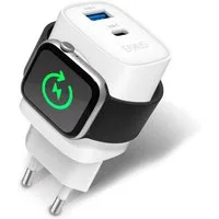 EAXUS Ladestation 3in1 Schnelllade-Gerät (mit USB-C, USB-A und magnetischem wireless-charging fuer Apple-Watch)