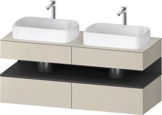 Duravit Qatego Konsolenwaschtischunterbau wandhängend Taupe Supermatt 1400x550x600 mm - QA4767049830 QA4767049830010
