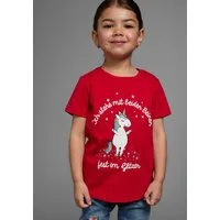 KIDSWORLD T-Shirt Mit Einhorn-Druck und Glitzereffekten mit stylischem Einhorn-Print