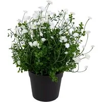 Kunstblume Blütenbusch Natural Look 24cm im Topf FT Kunstblumen künstliche Blume Schleierkraut, Seidenblumen Roß, Höhe 24 cm, Schleierkraut - weiß