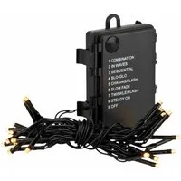 Linder Exclusiv GmbH LED-Lichterkette, Batterie 24 LED Kabel schwarz special warmweiß 1,7m 8 Modi Timer