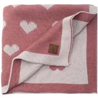 Babydecke Baby Strickdecke, Babydecke, Weich & Atmungsaktiv, 80x100cm Ros Herzen, Little Dedi