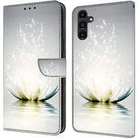 CLM-Tech Handytasche für Samsung Galaxy A16 / A17 5G Hülle aus Kunstleder Klapphülle (Lotus Lampe, Handyhülle mit Standfunktion - Wallet Flip Case inklusive Kartenfächer), Cover mit Magnetverschluss