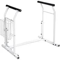 Sundo Homecare WC-Aufstehhilfe Mobile WC-Aufstehhilfe rutschfest Ablagekorb Toiletten Stützgestell, belastbar bis 150 kg, Griffhöhe: 67cm