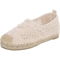 Ital-Design Häkel-Espadrille für Damen, leicht und bequem, Freizeitshoes Slipper (91409641) Flach Mokassins in Beige