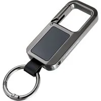 TROIKA Schlüsselanhänger mit Karabiner & Tracker, orten per Apple Find My, kein Abo benötigt (1-tlg), Karabinerhaken aus Metallguss in Gunmetal, austauschbare Batterie