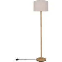 TRIO Leuchten LED Stehlampe Korpus Holz & Stoffschirm, Höhe 162cm, Dimmfunktion, LED wechselbar, Warmweiß, inklusive E27 Leuchtmittel, stufenweise dimmbar