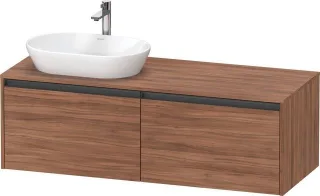 Duravit Ketho.2 Konsolenwaschtischunterbau wandhängend Nussbaum Matt 1400x550x459 mm - K24888L797900 K24888L79790000