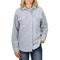 DENIMFY Outdoorjacke Damen Hemdbluse DFSophia Oversize Fit Shacket mit Knopfleiste
